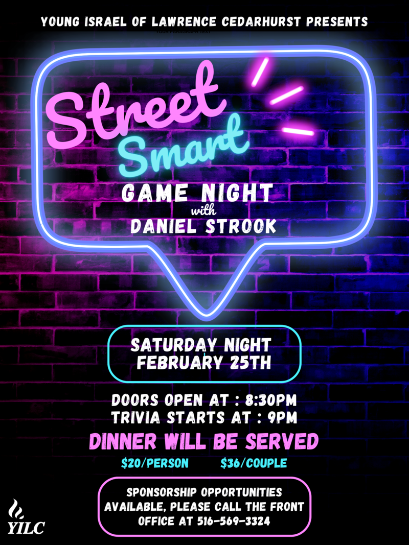 Street Smart Game Night 2023 - Event - Young Israel of Lawrence-Cedarhurst