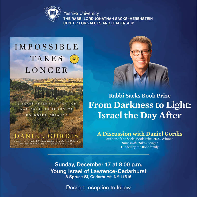 Banner Image for From Darkness to Light: Israel the Day After-A Discussion with Daniel Gordis